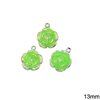Casting Pendant Flower with Enamel Two-Sided Hollow 13mm