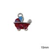 Casting Pendant Baby Trolley with Enamel Two-sided 15mm