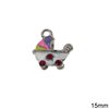 Casting Pendant Baby Trolley with Enamel Two-sided 15mm