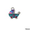 Casting Pendant Baby Trolley with Enamel Two-sided 15mm