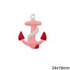 Casting Pendant Anchor with Enamel Two-Sided Hollow 24x19mm