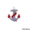 Casting Pendant Anchor with Enamel Two-Sided Hollow 24x19mm