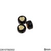 Glass Round Flat Bead with Heart 8mm