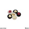 Glass Round Flat Bead with Heart 8mm