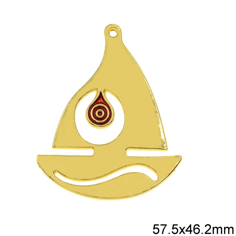 Casting Pendant Ship with Enamel 57.5x46.2mm, Gold plated NF