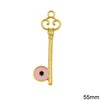 New Years Lucky Charm Key with Pink Enamel 55mm, Gold plated NF