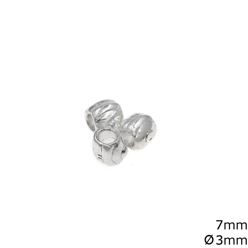 Silver 925 Pendant Bead 7mm with Hole 3mm