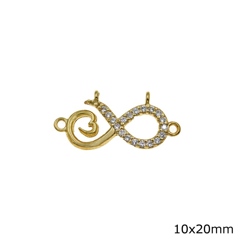 Silver 925 Spacer with Infinity Symbol and Zircon 10x20mm