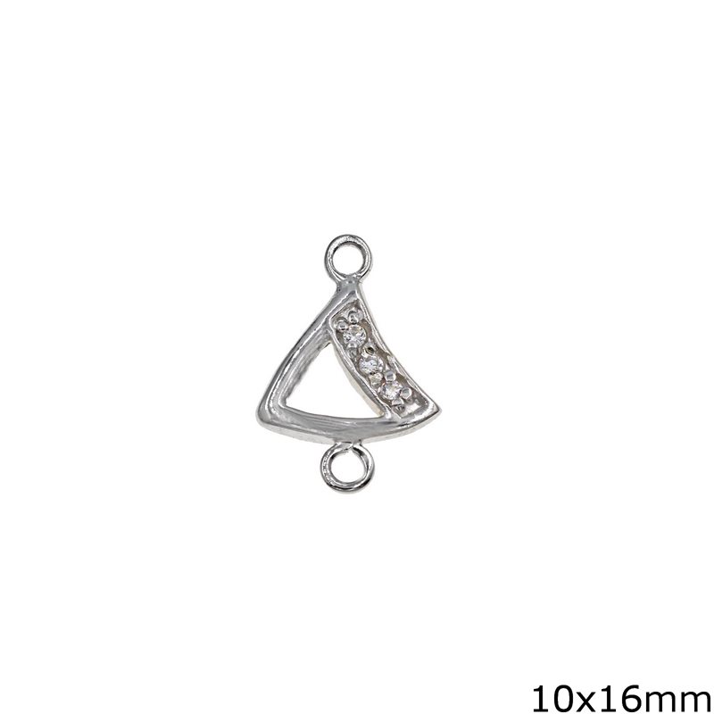 Silver 925 Spacer Monogramm Δ with Zircon 10x16mm