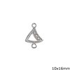 Silver 925 Spacer Monogramm Δ with Zircon 10x16mm