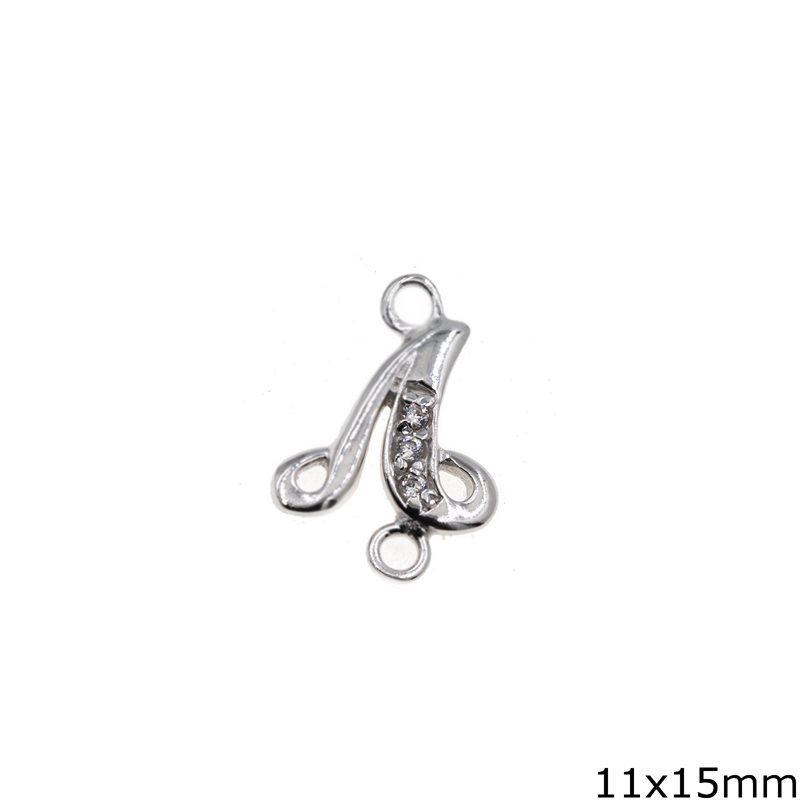 Silver 925 Spacer Monogramm Λ with Zircon 11x15mm