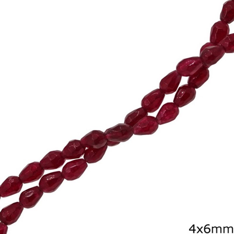 Jade Faceted Pearshaped Beads 5x7mm