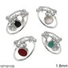 Silver 925  Ring 1.8mm with Hanging Motif with Semi Precious Stone 8mm