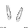 Silver 925 Oval Hoop Earrings with Square Sarniera 4mm