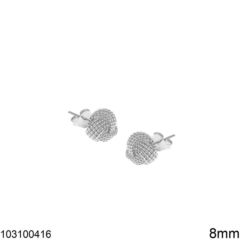 Silver 925 Earrings Knot 8mm