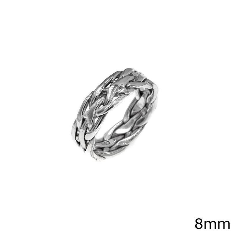 Silver 925 Braided Ring Oxyde 8mm