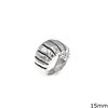 Silver 925 Bold Ring with Stripes 15mm