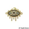 Brass Evil Eye Spacer with Rhinestones 27.5x22.5mm