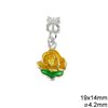 Casting Pendant Rose with Enamel 19x14mm and Ring with 4.2mm Hole