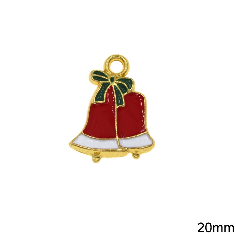 Casting Pendant Bells with Enamel 20mm, Gold plated NF