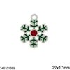 Casting Pendant Snowflake with Enamel and Rhinestone 22x17mm, Silver plated