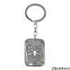 Stainless Steel Rectangular Keychain with Owl 29x44mm