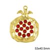 New Years Lucky Charm Pomegranate with Red Enamel 53x40.5mm, Gold plated NF 