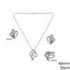 Silver 925 Set of Necklace with Zircon and Baguette 40mm,50cm , Earrings 20mm and Ring 25mm