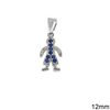 Silver 925 Pendant & Spacer Boy with Zircon 12mm