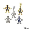 Silver 925 Pendant & Spacer Boy with Zircon 12mm