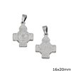Stainless Steel Pendant Double Sided Cross with Jesus 16x20mm