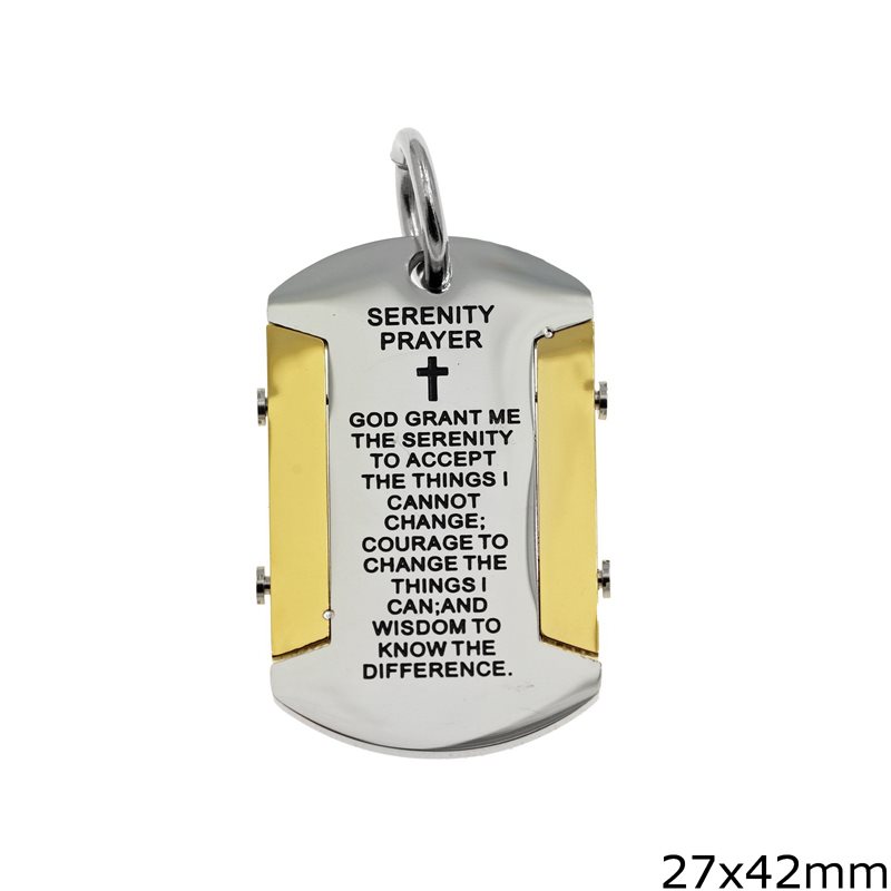 Stainless Steel Pendant Tag with Wishes 27x42mm