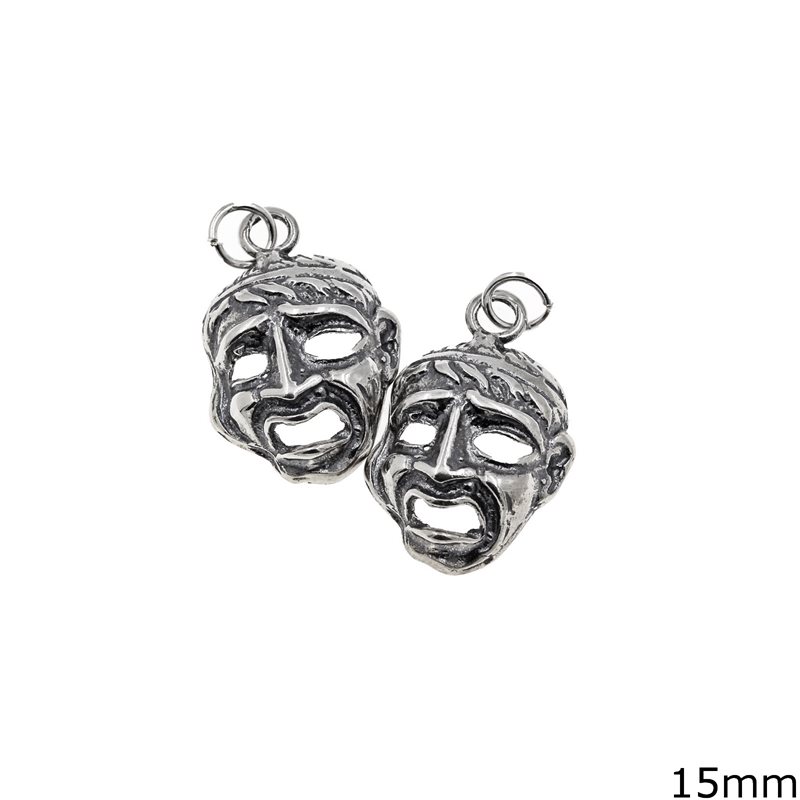 Silver 925 Pendant Greek Theatre Mask 15mm