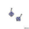 Silver 925 Pendant Cross Outline Style with Evil Eye 14mm