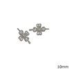 Silver 925 Spacer 4-leaf Clover Rhodium Plated 10mm