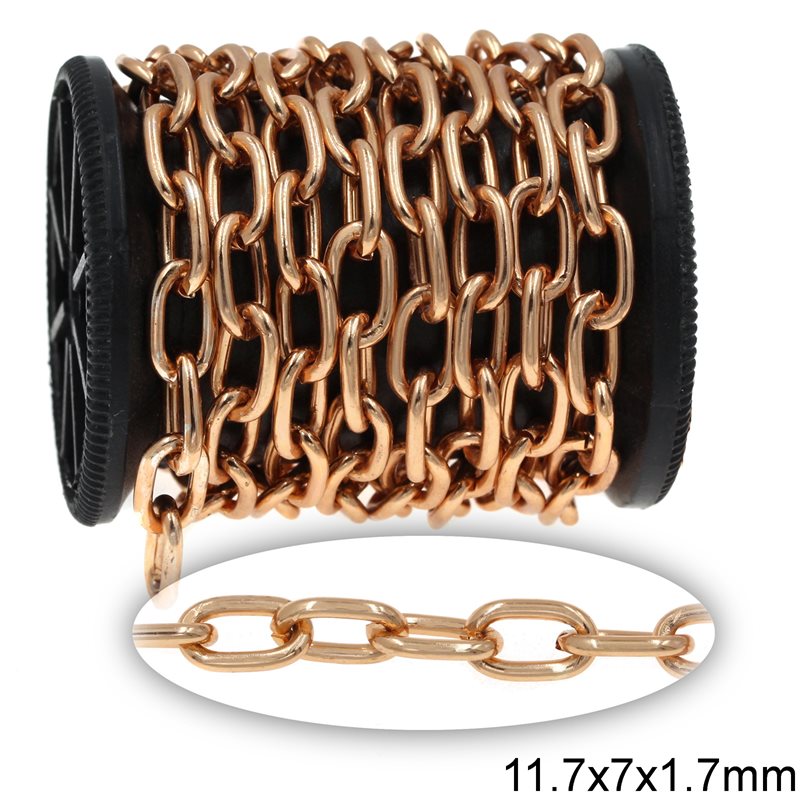 Aluminium Oval Link Chain 11.7x7x1.7mm, Rose gold color