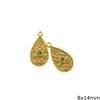 Silver 925 Pearshaped Byzantine Pendant 8x14mm with Zircon