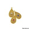 Silver 925 Pearshaped Byzantine Pendant 8x14mm with Zircon