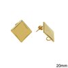 Casting Rhombus Earring Stud with Ring 20mm, Gold plated NF