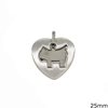 Stainless Steel Pendant Heart with Cat 25mm