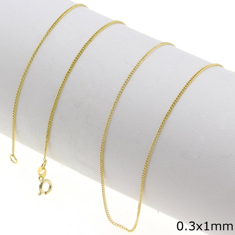 Gold Gourmette Chain 0.3x1mm, K14