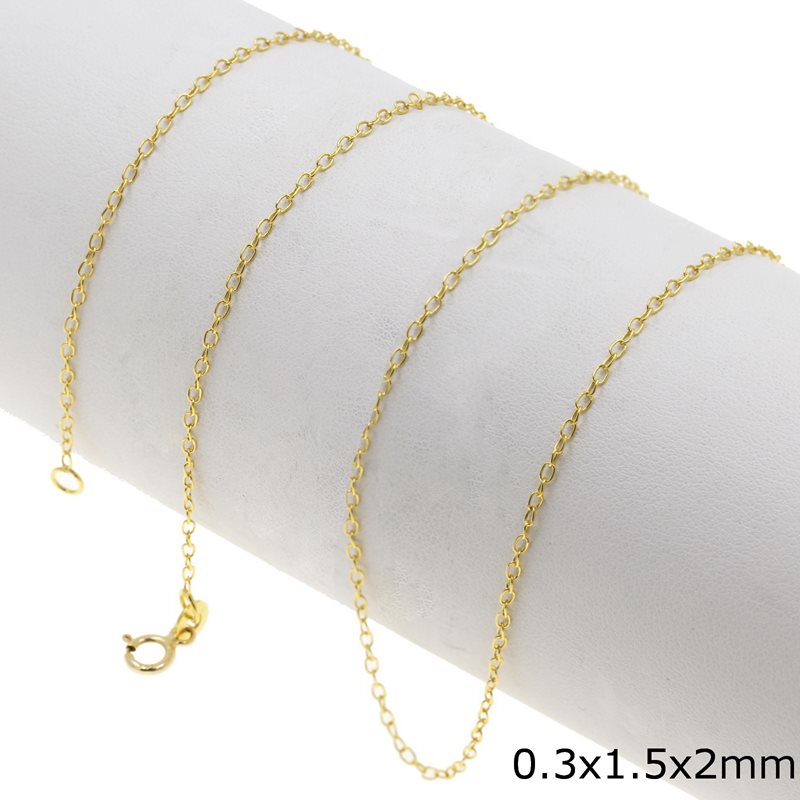 Gold Handmade Chain 0.3x1.5x2mm K14 