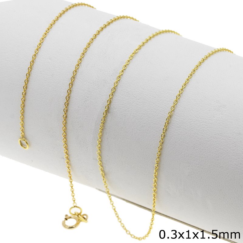 Gold Oval Link Chain 0.3x1x1.5mm K14