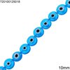 Glass Evil Eye Flat Beads 10mm
