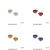Silver 925 Earrings Heart with Rhinestones 11mm
