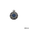 Silver 925 Pendant Disk with Meander and Evil Eye 18mm