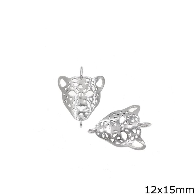 Silver 925 Spacer Lacy Tiger's Head 12x15mm