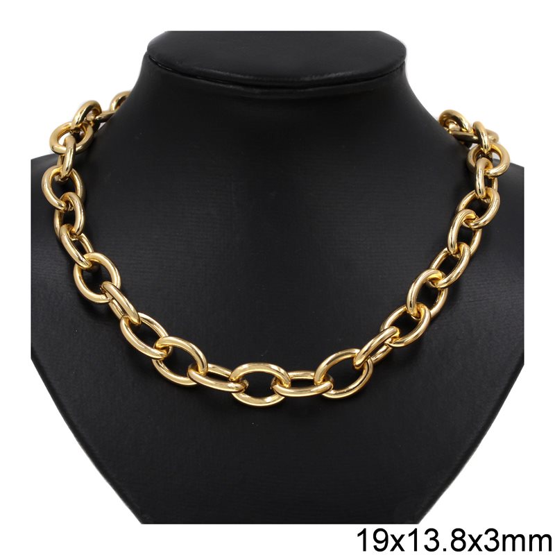Aluminium Oval Link Chain 19x13.8x3mm, Gold color