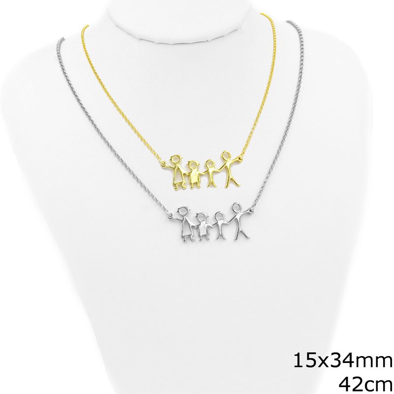 Silver 925 Necklace Family 15x34mm , 42cm