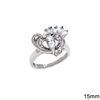 Silver 925 Ring Heart with Navette Stone 15mm